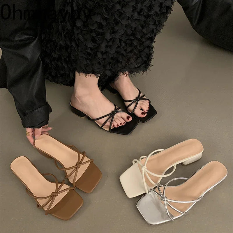 Open Toe Women Slippers Fashion Low Heel Sandal Summer Women's Shoes