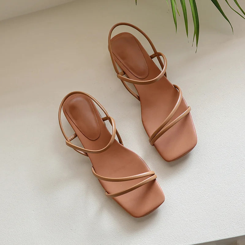 Straps Shoes Rubber Soles Low Heel Women Sandals