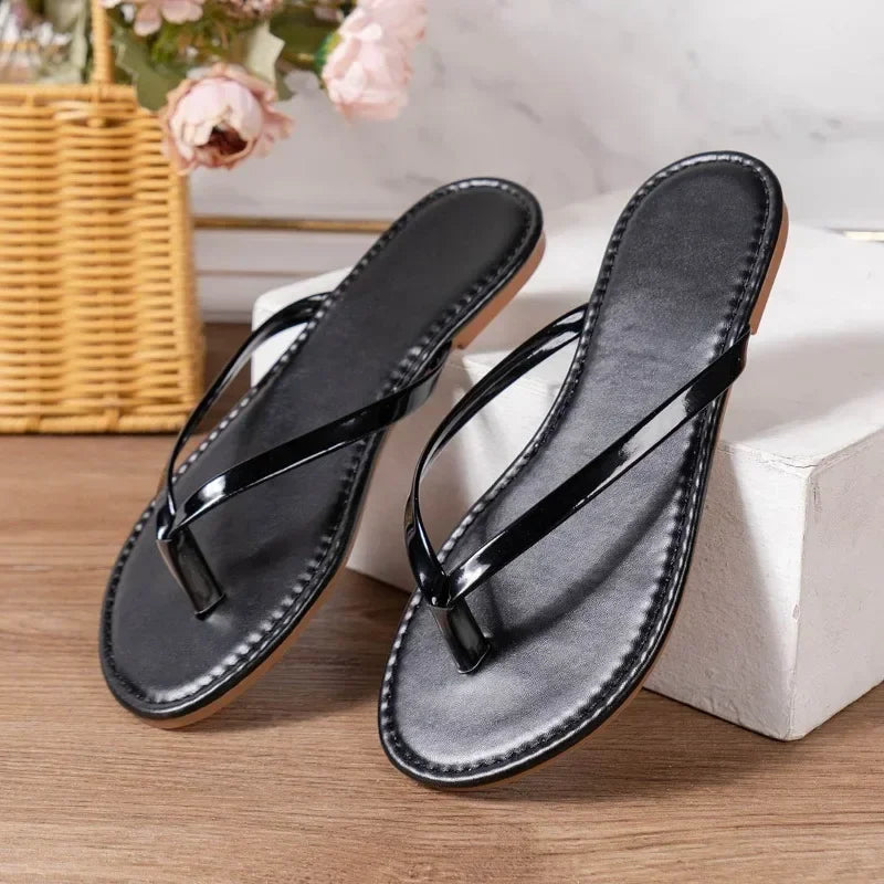 Fashion Solid Color Casual Slippers Summer Comfortable Silver Gold Women's